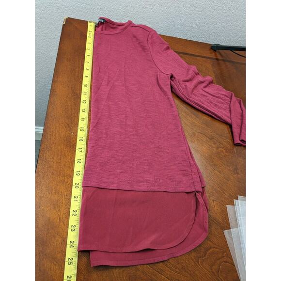 J.Crew Mercantile Tiered Tunic Small Red Womens Long Sleeve Blouse Office Staple - Picture 7 of 9